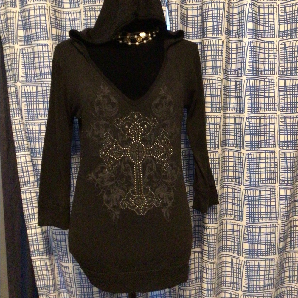 UrbanX V-Neck Hooded Sweater, Small